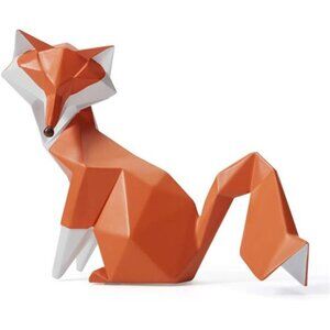 Fox Figurine Statue Gifts Geometric Sculpture Decor Polyresin Animal Arts 8 inch